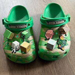 CROCS Kids Green Minecraft Clog Sandals with Game Charms
